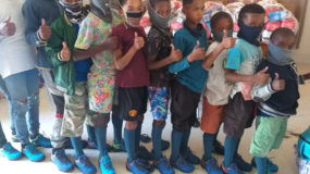 New shoes for the little boys in South Africa
